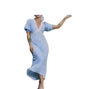 Rixo x Target Babydoll Flowy Womens sz 12 Floral Puff Sleeve Wedding Guest Dress